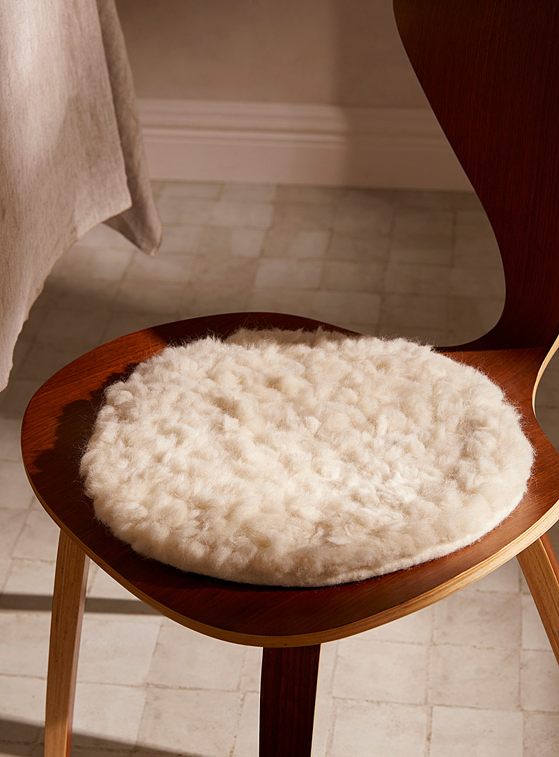 Simons Maison: Le coussin de chaise équitable toison de laine 35 cm de diamètre Ivoire blanc os