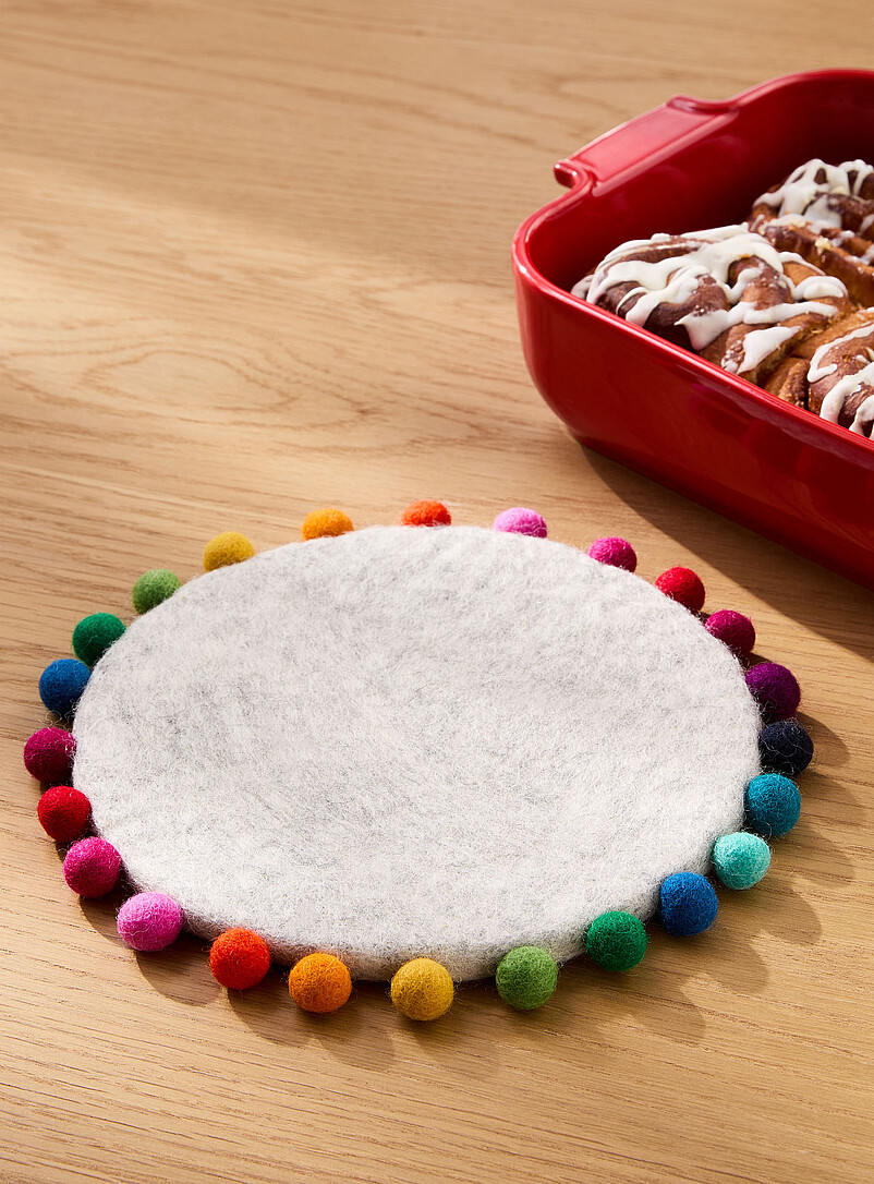 Multicoloured Multicoloured balls border wool trivet | Simons Maison | Table ...
