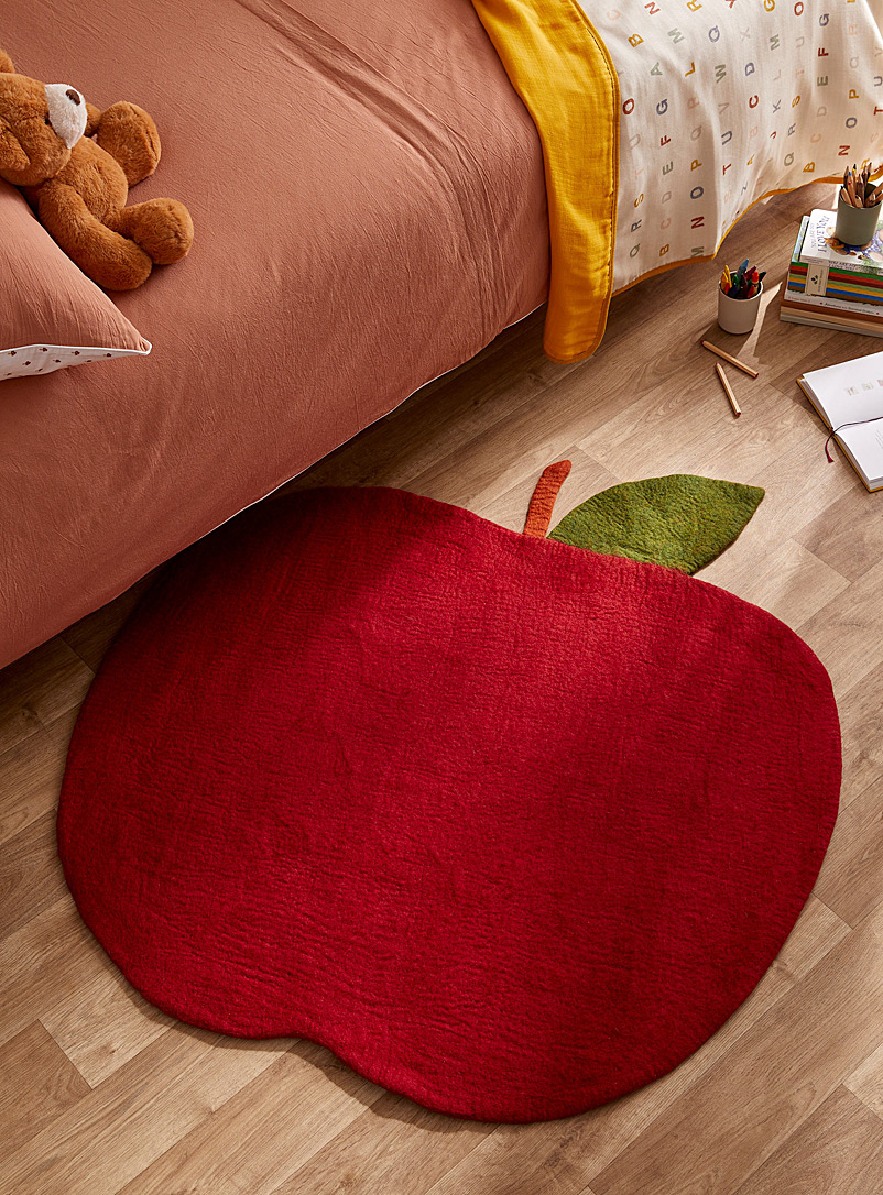 Simons Maison: Le tapis laine pomme 120 x 120 cm Rouge à motifs