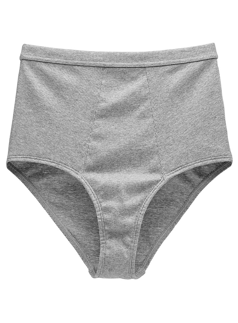 Organic Basics Grey Rib-Flex pure cotton high-waist boyshort for women