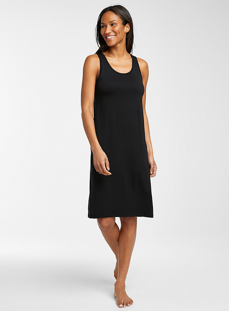 Organic Basics Black Ultra soft lyocell tank nightgown for women