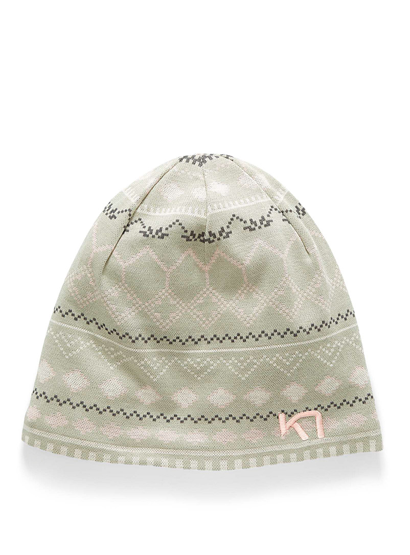 Kari Traa Patterned Green Pearl jacquard fine knit tuque for women