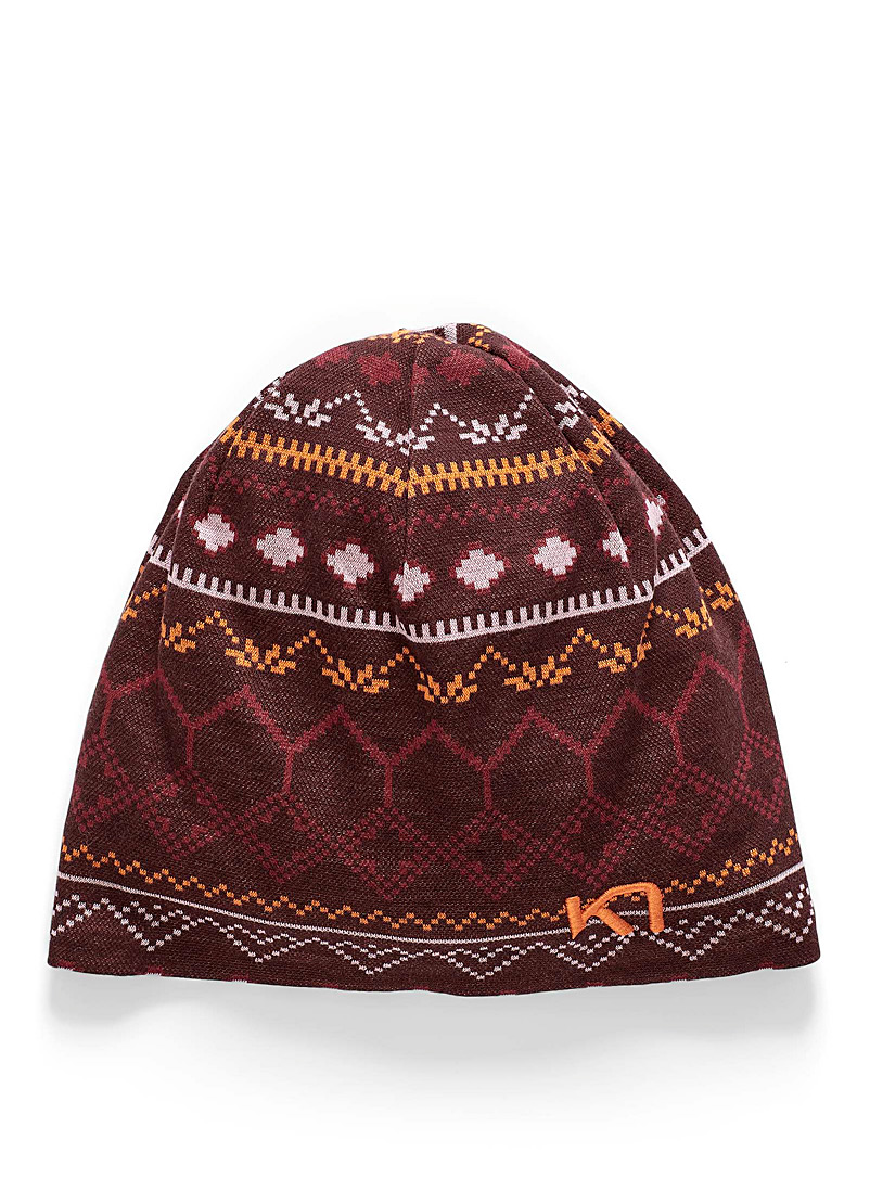 Kari Traa Patterned Red Pearl jacquard fine knit tuque for women