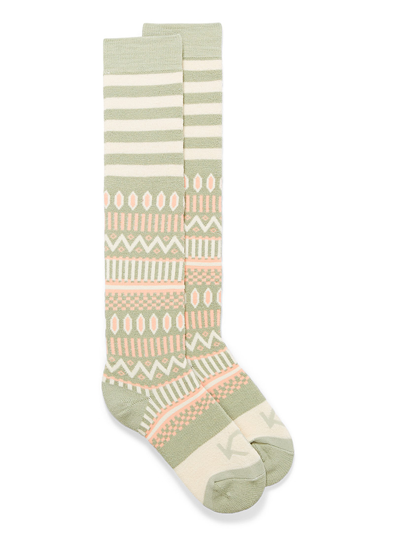 Kari Traa Patterned Green Akle multi-pattern stripe thermal socks for women