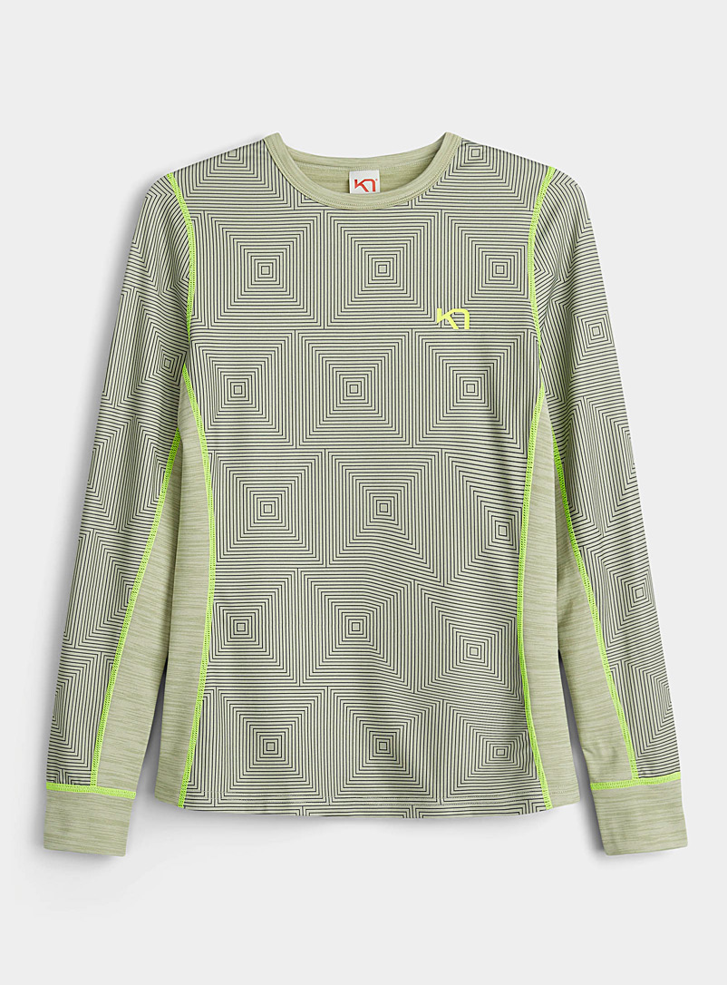 Kari Traa Patterned Green Lune thermal crew neck top for women