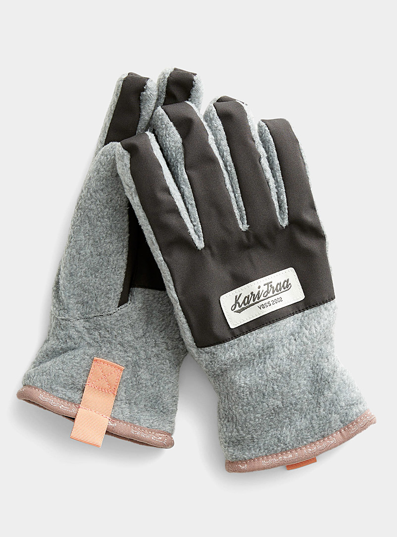 Kari Traa Grey Ragna polar fleece gloves for women