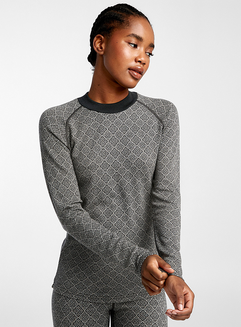 Kari Traa Dark Grey Voss wool and cashmere thermal top for women