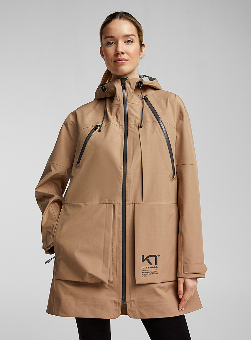 Kari Traa Sand Long Herre hooded raincoat for women