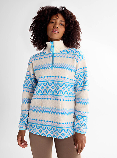 Kari Traa Blue Ruthie jacquard high-pile half-zip sweater for women