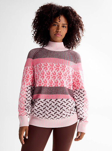 Kari Traa: Le chandail tricot jacquard touche de laine Smekker  Rose pour femme