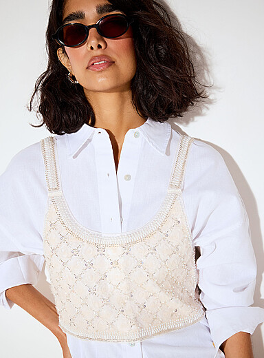 Jewel diamond pattern ultra-cropped cami