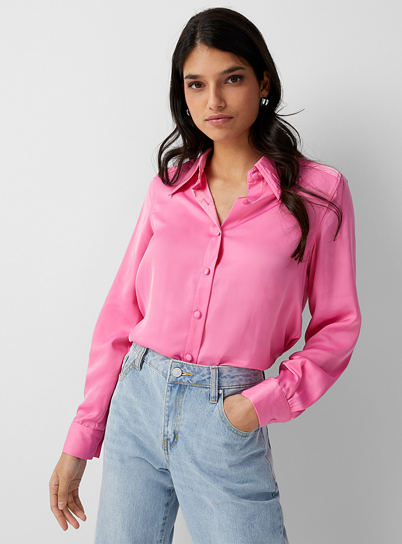 Icône Pink Satiny light pink blouse for women