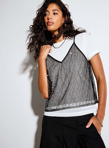 Polka-dot scarf-collar cropped tube top | Icône | | Simons