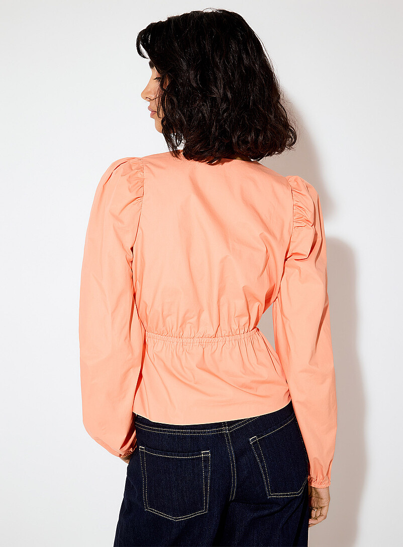 Ic&ocirc;ne: La blouse V plongeant taille &agrave; nouer popeline Blanc pour femme