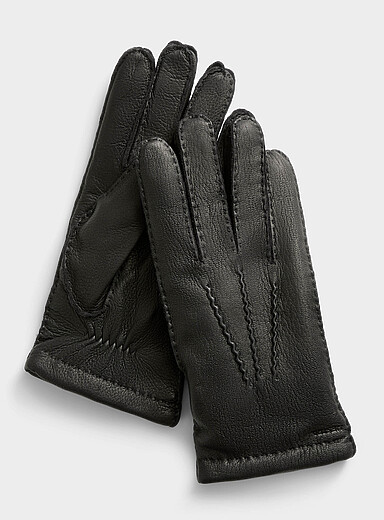 Hestra Black Matthew deerskin gloves for men