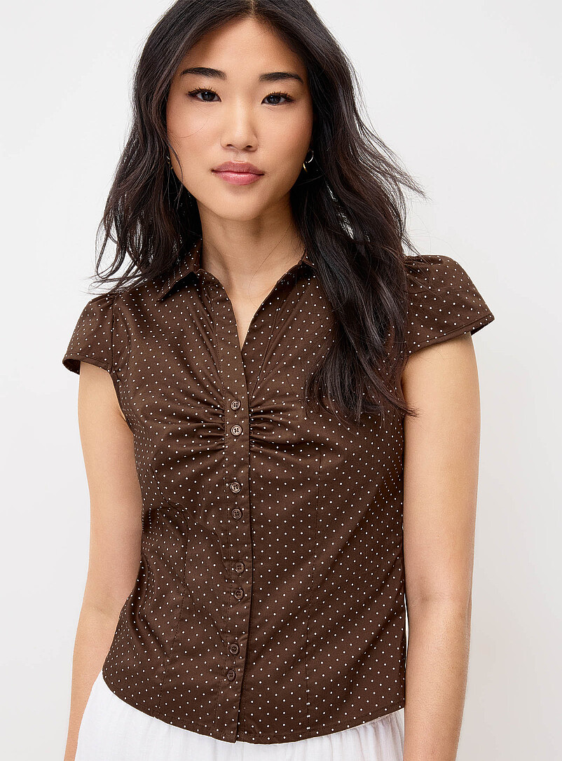 Twik: La chemise mancherons minipois Noir pour femme
