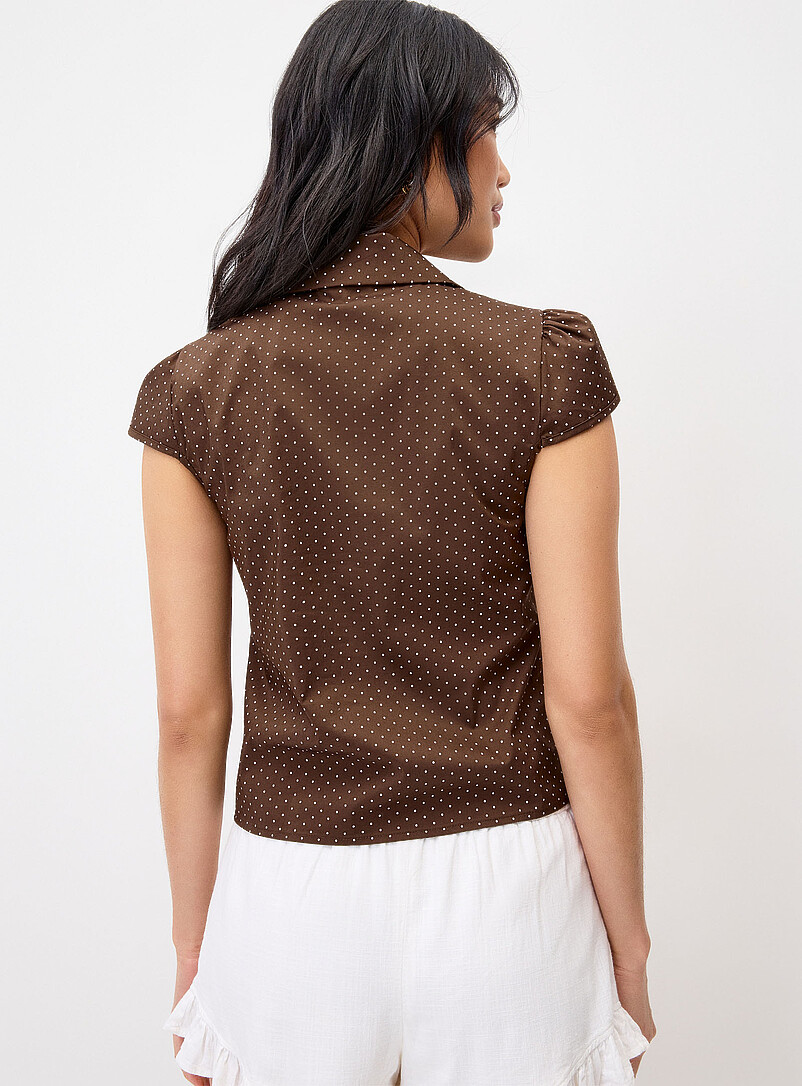 Twik Black Polka dot cap sleeve shirt for women