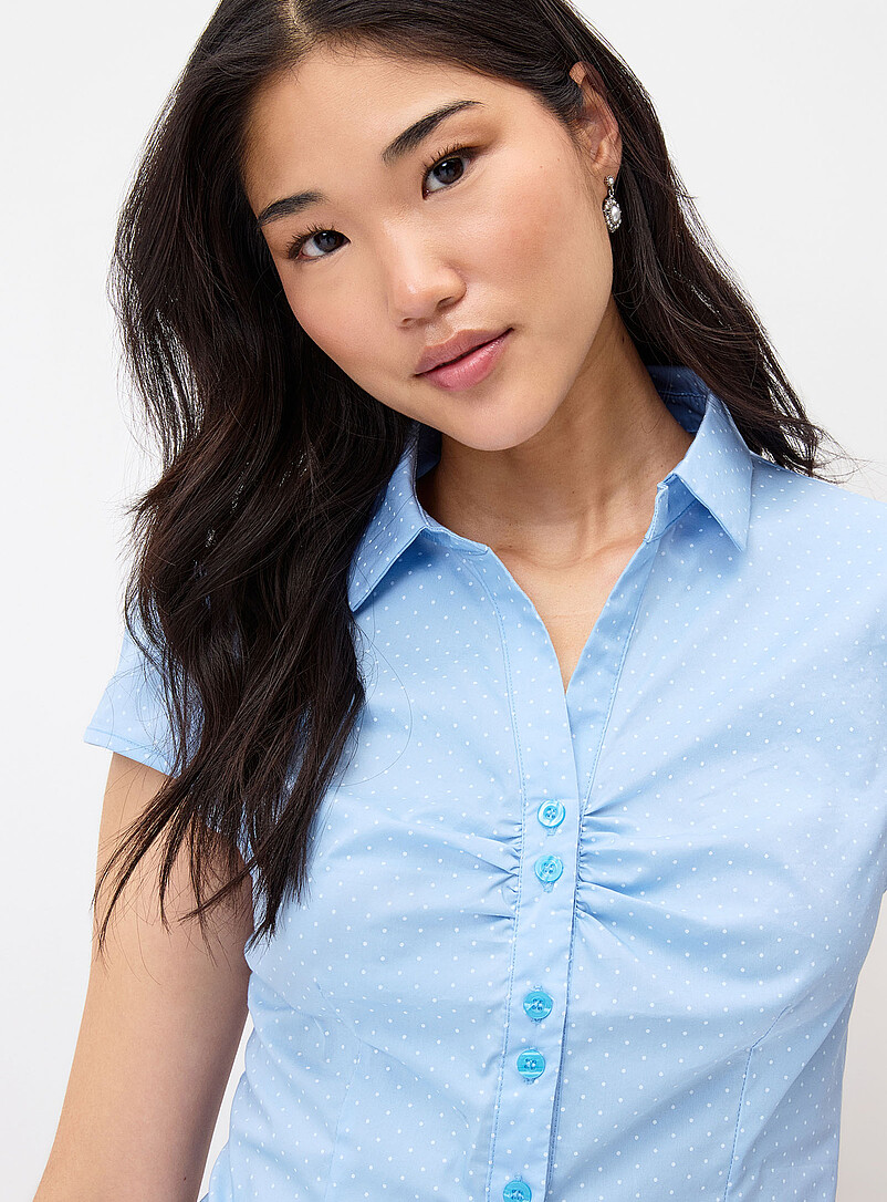 Twik Black Polka dot cap sleeve shirt for women