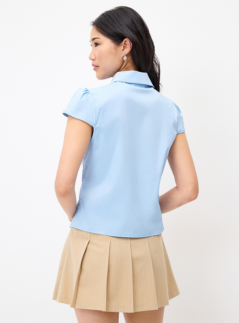 Twik Black Polka dot cap sleeve shirt for women