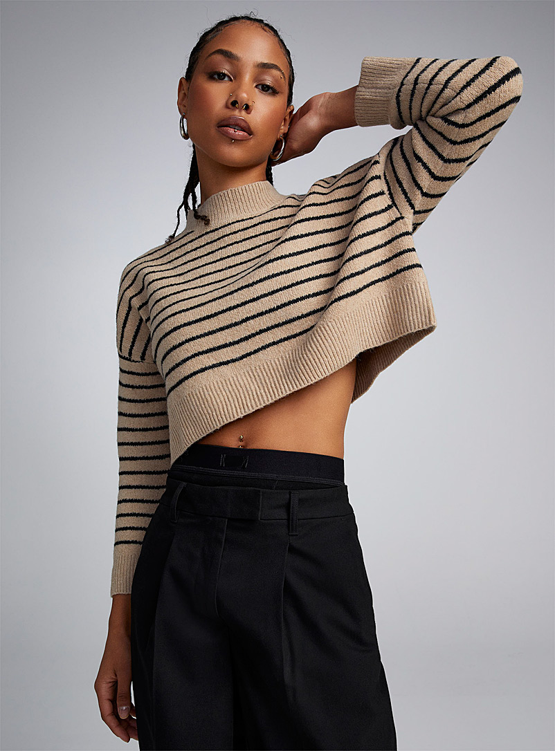 Twik Light Brown Mini-pinstripes sweater for women