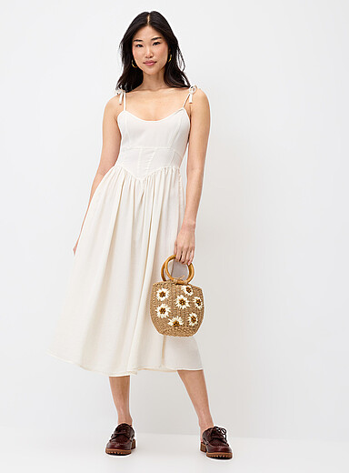 La robe maxi effet denim corset