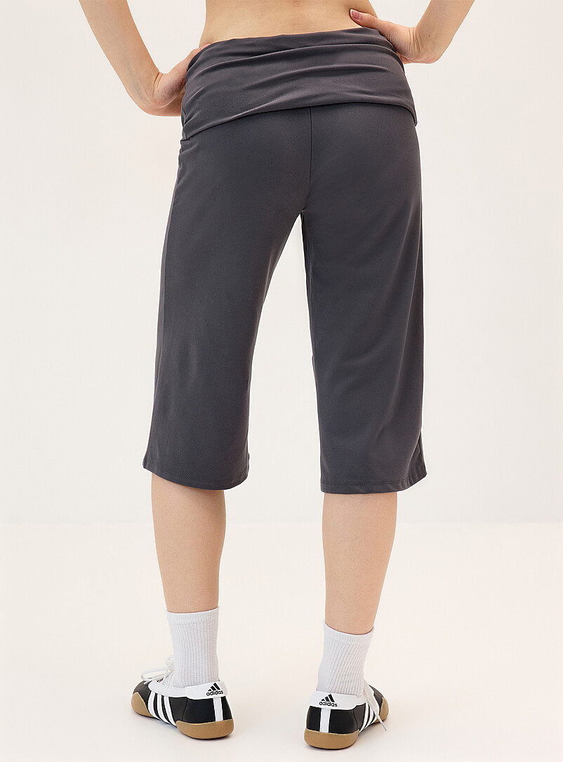 Twik White Foldover waist wide-leg capri for women