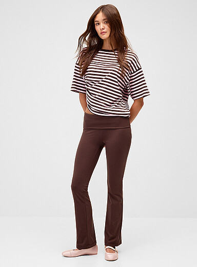 Folded waist semi-flared legging