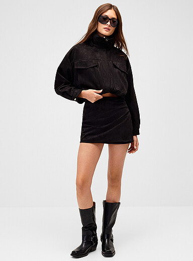 Wrap faux suede mini-skirt