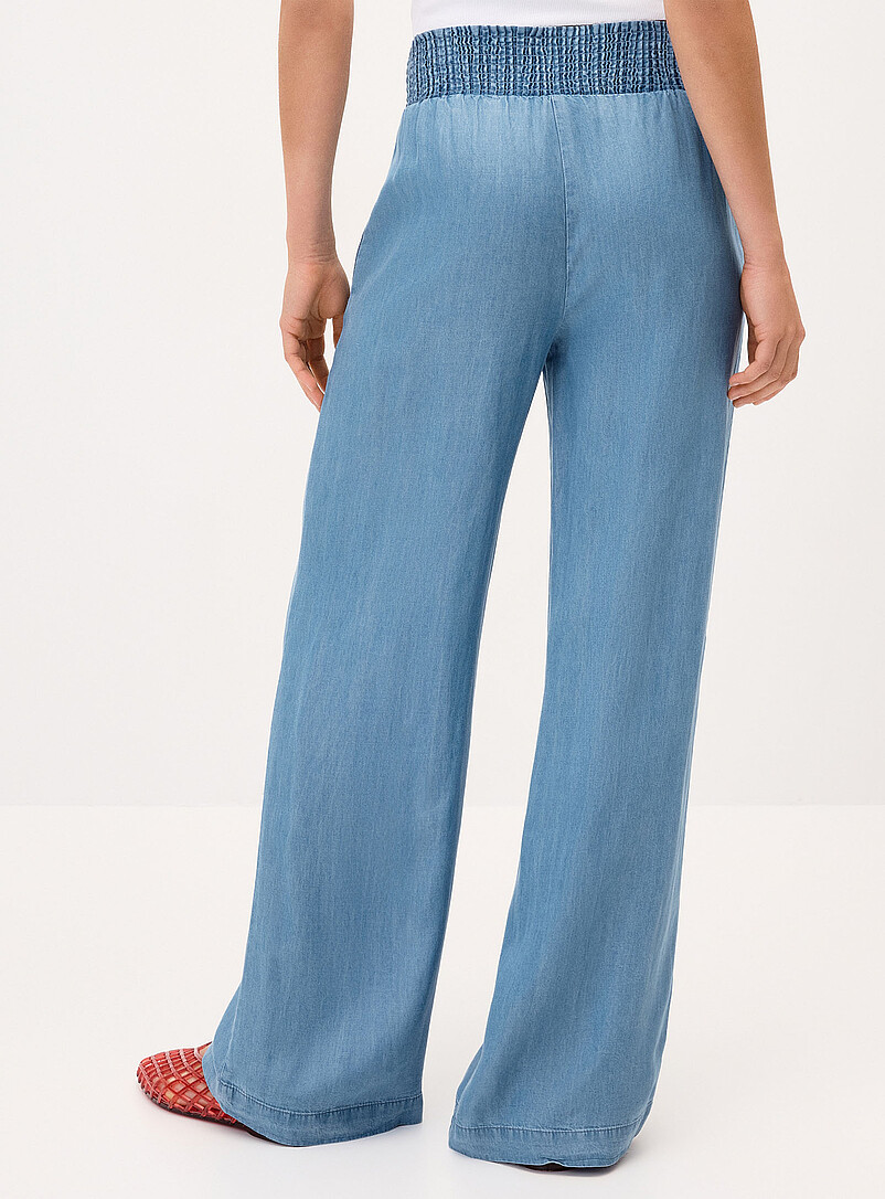 Twik Light blue Smocked waist wide-leg pant for women