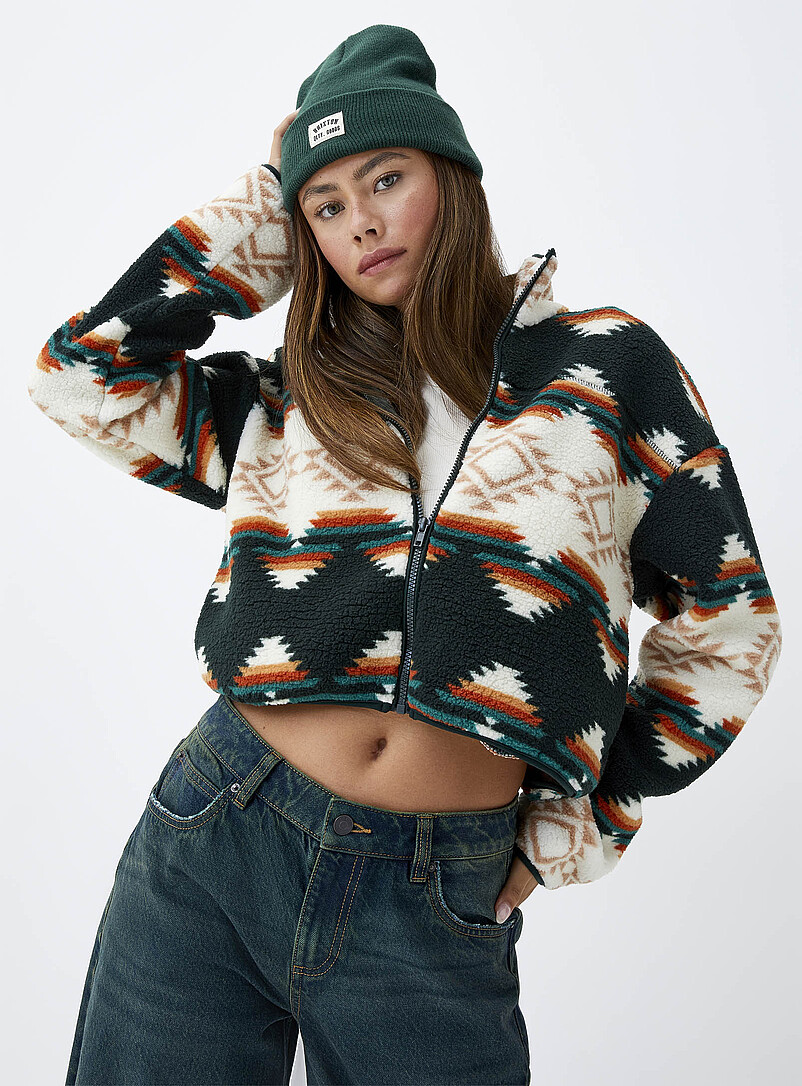 ROFUSSO Sweatshirt Polaire Femme Sherpa Doux – Pull Chaud Col Montant Zip 1/4 Poches Hiver