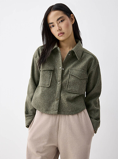 Flap pockets felted jacket