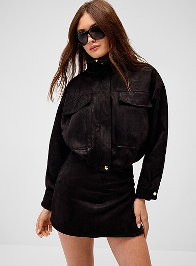 Le blouson faux su&egrave;de bouffant