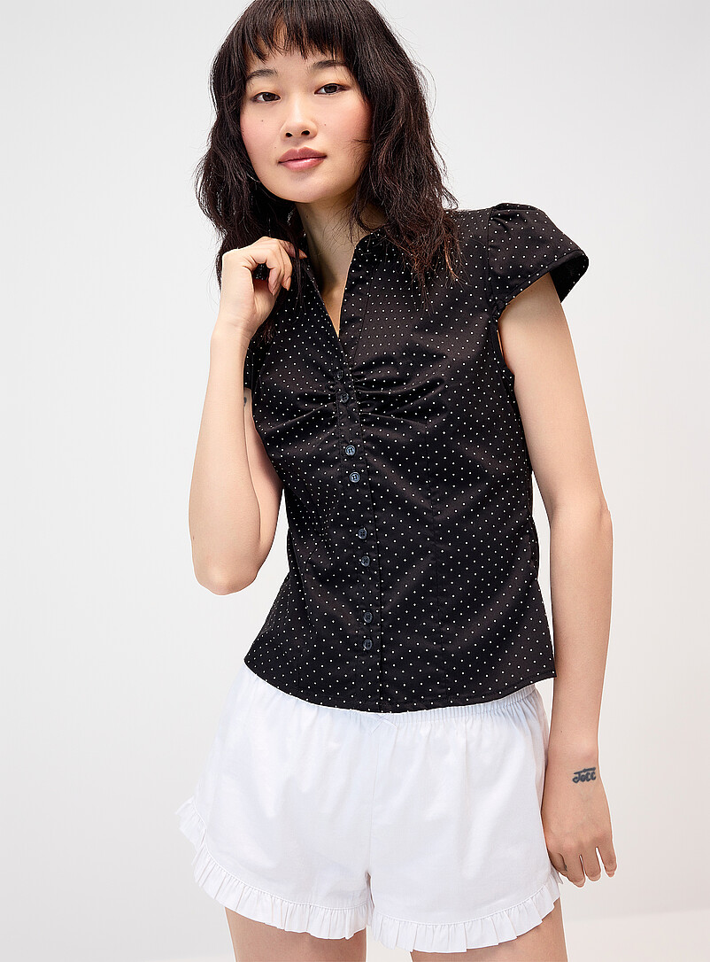 Polka Dot Cap Sleeve Shirt