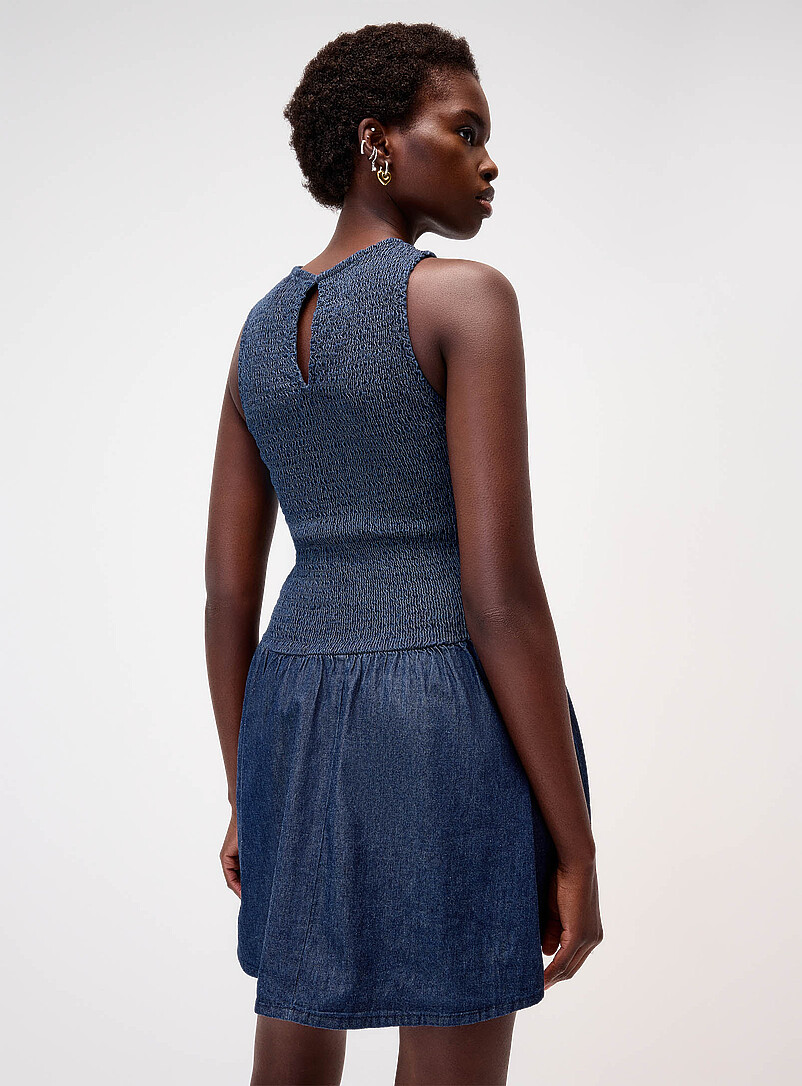 Smocked bust denim minidress product image 3