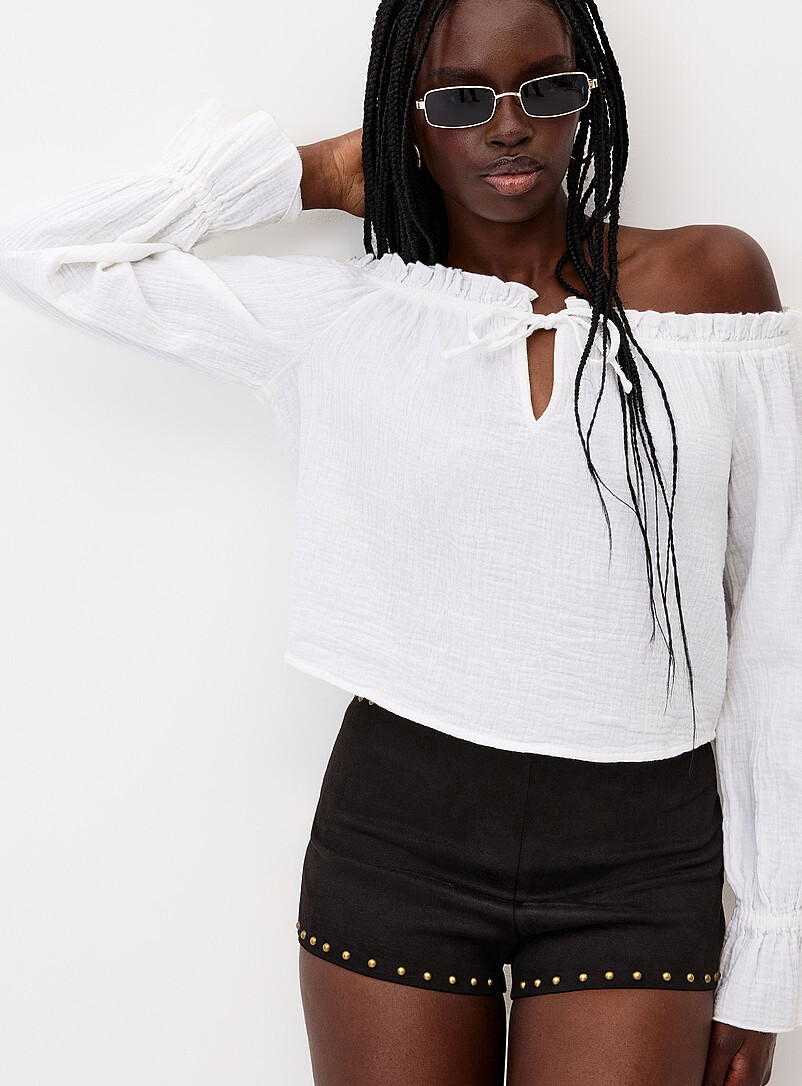 Faux suede studded microshort product image 2