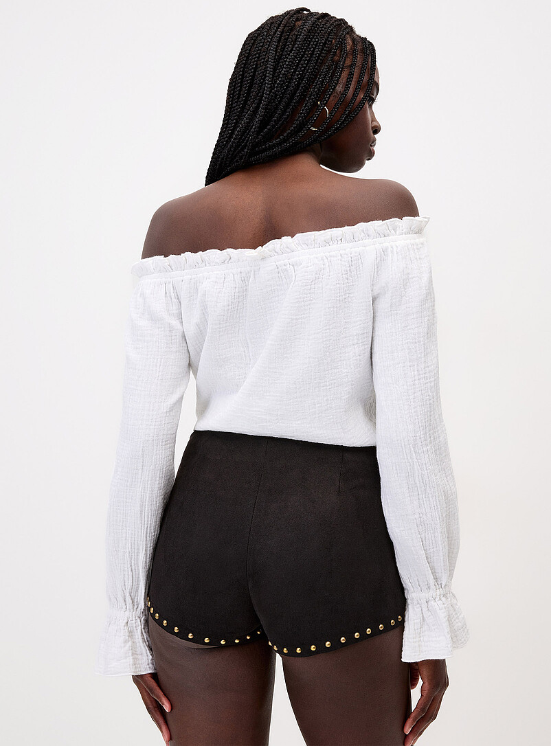 Faux suede studded microshort product image 3