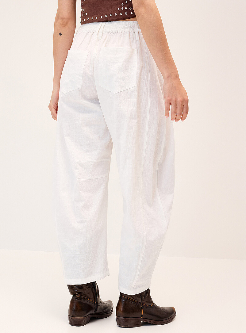 Twik Light beige Pure cotton barrel-leg pant for women