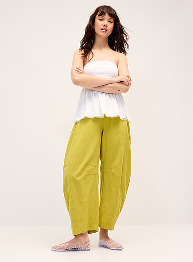 Pure cotton barrel-leg pant
