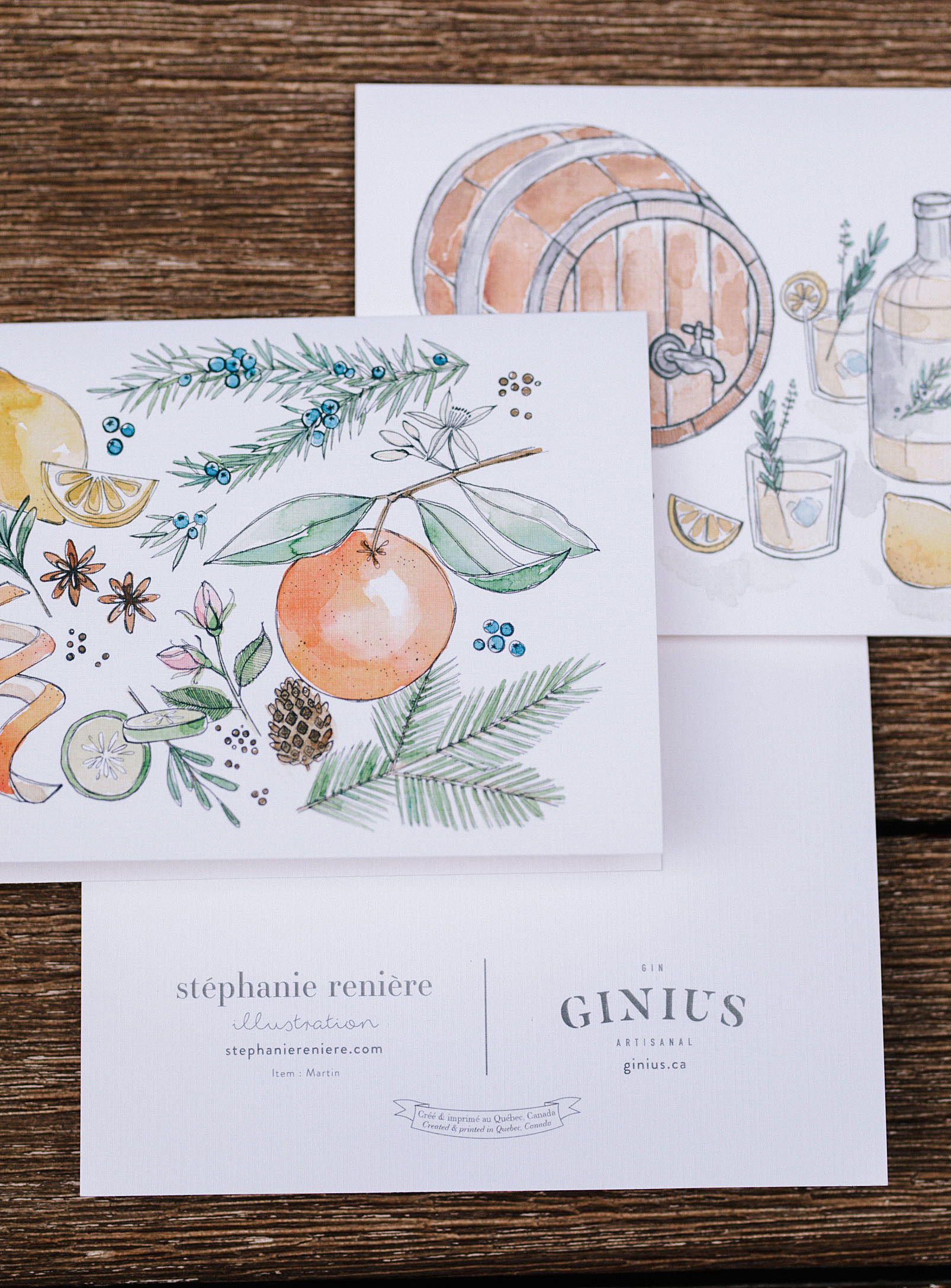Ginius - Les cartes de souhaits pour amateurs de gin artisanal Ensemble de 6