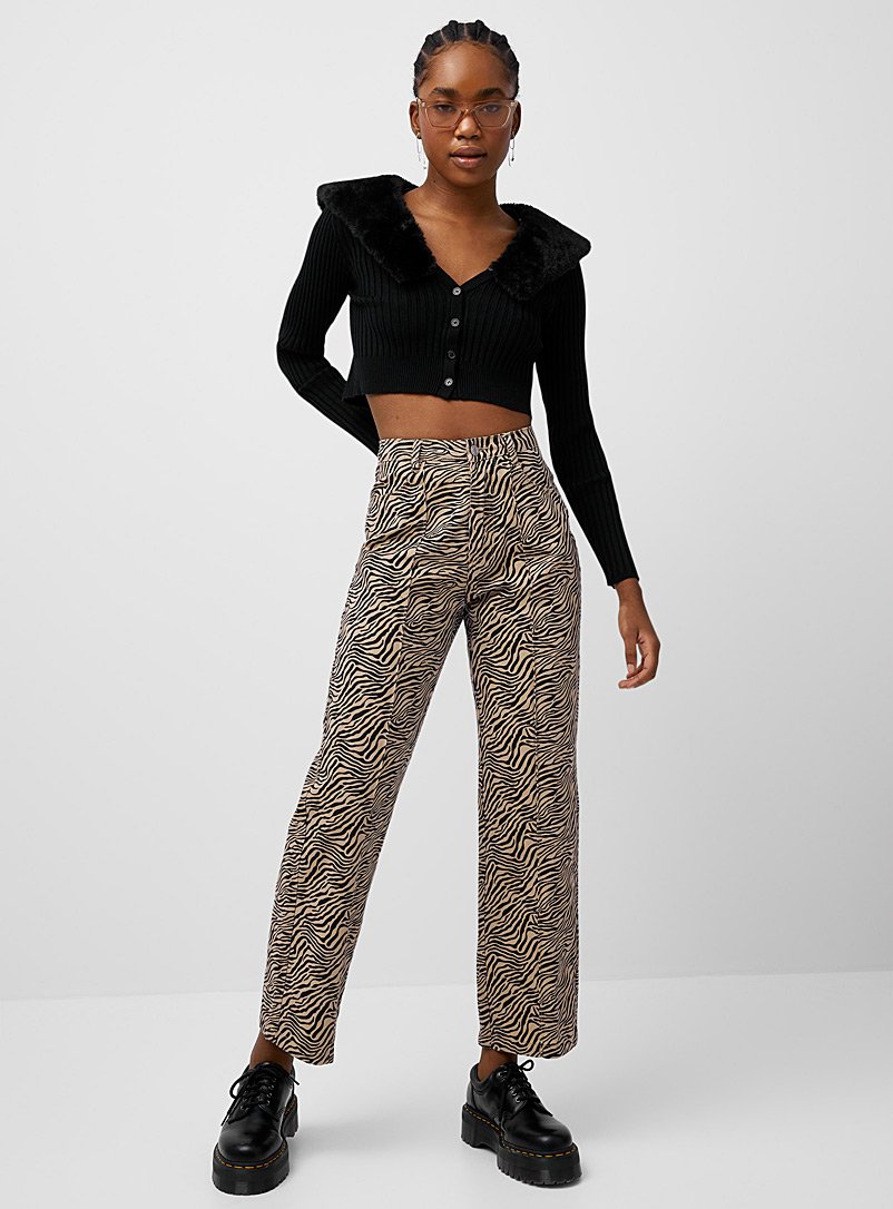 Twik Sand Funky-print high-rise straight jean for women