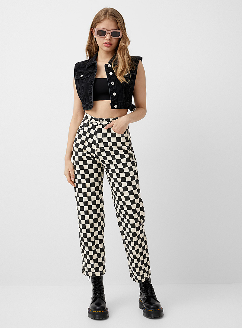 Twik Patterned White Funky-print high-rise straight jean for women