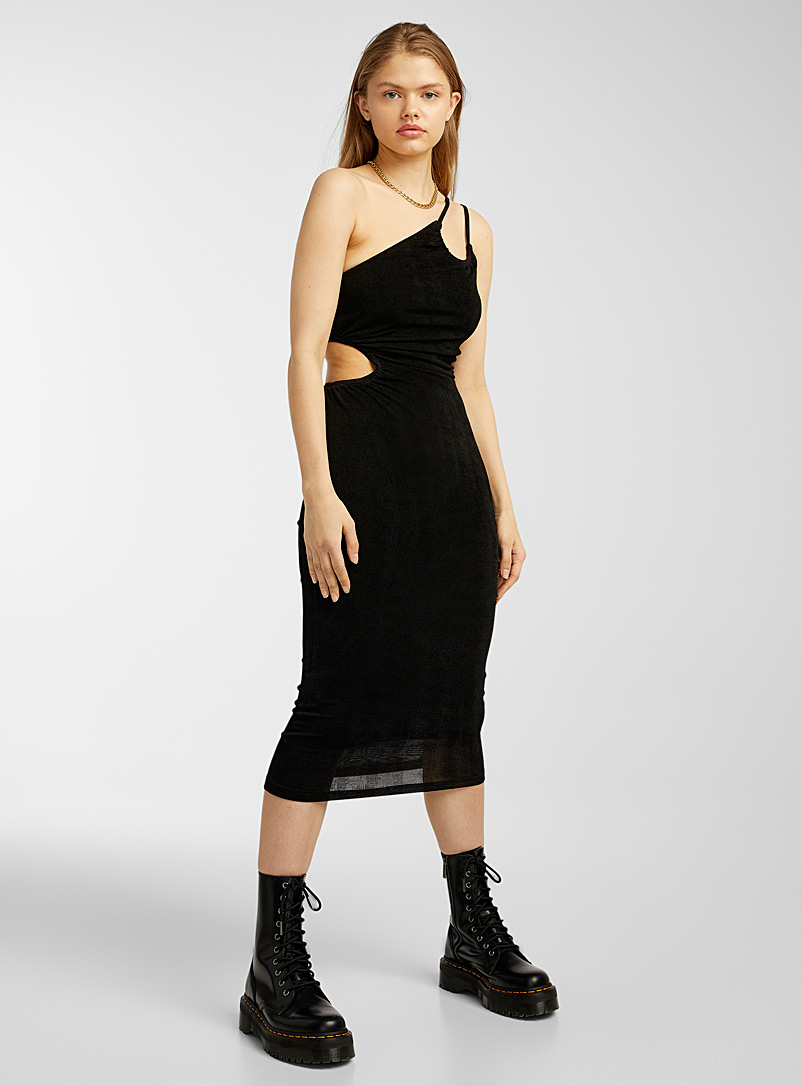 Twik Black Side cutout fitted dress for women