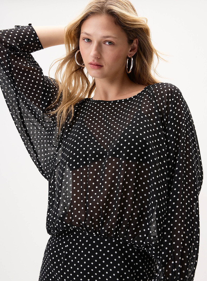 Twik: La robe effet blousant chiffon pois Pois pour femme