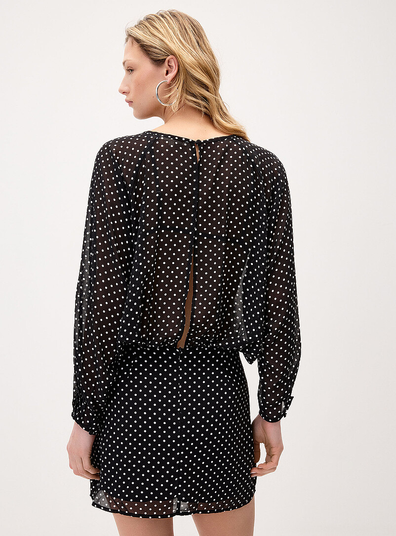 Twik: La robe effet blousant chiffon pois Pois pour femme