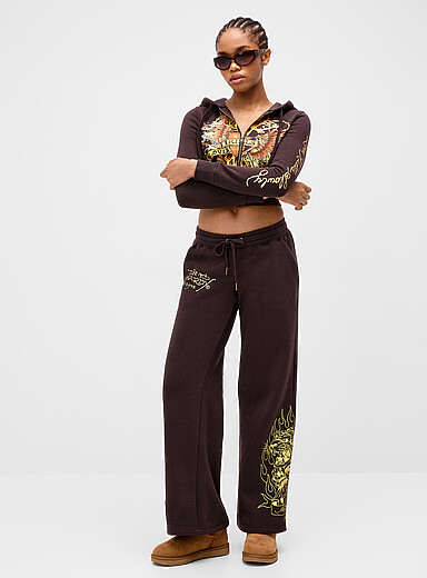 Ed Hardy Chocolate/Espresso Skull print sweatpant for women