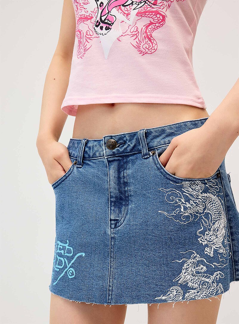 Dragon print denim miniskirt product image 2