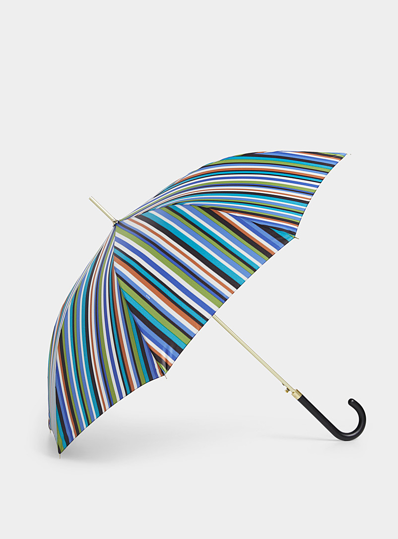 CLIMA bisetti Patterned Blue Bright stripe long umbrella for women