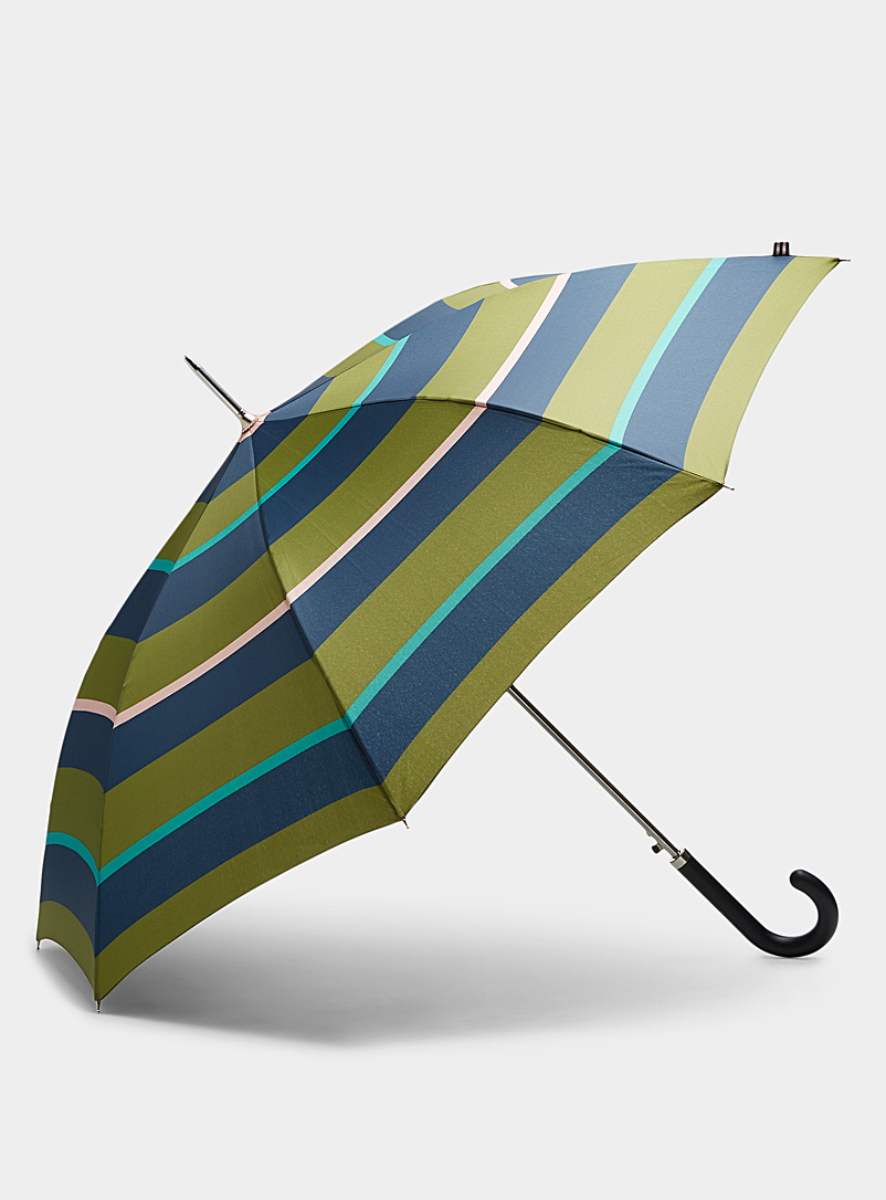 Simons: Le parapluie rayures colorées Vert à motifs pour femme