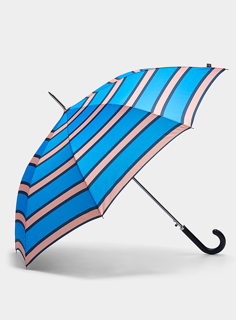 Simons: Le parapluie rayures colorées Bleu à motifs pour femme