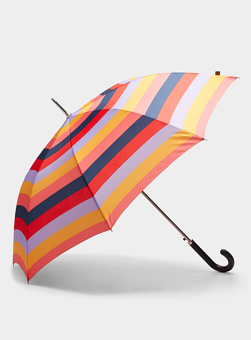 Simons Patterned Orange Colourful stripe umbrella for women